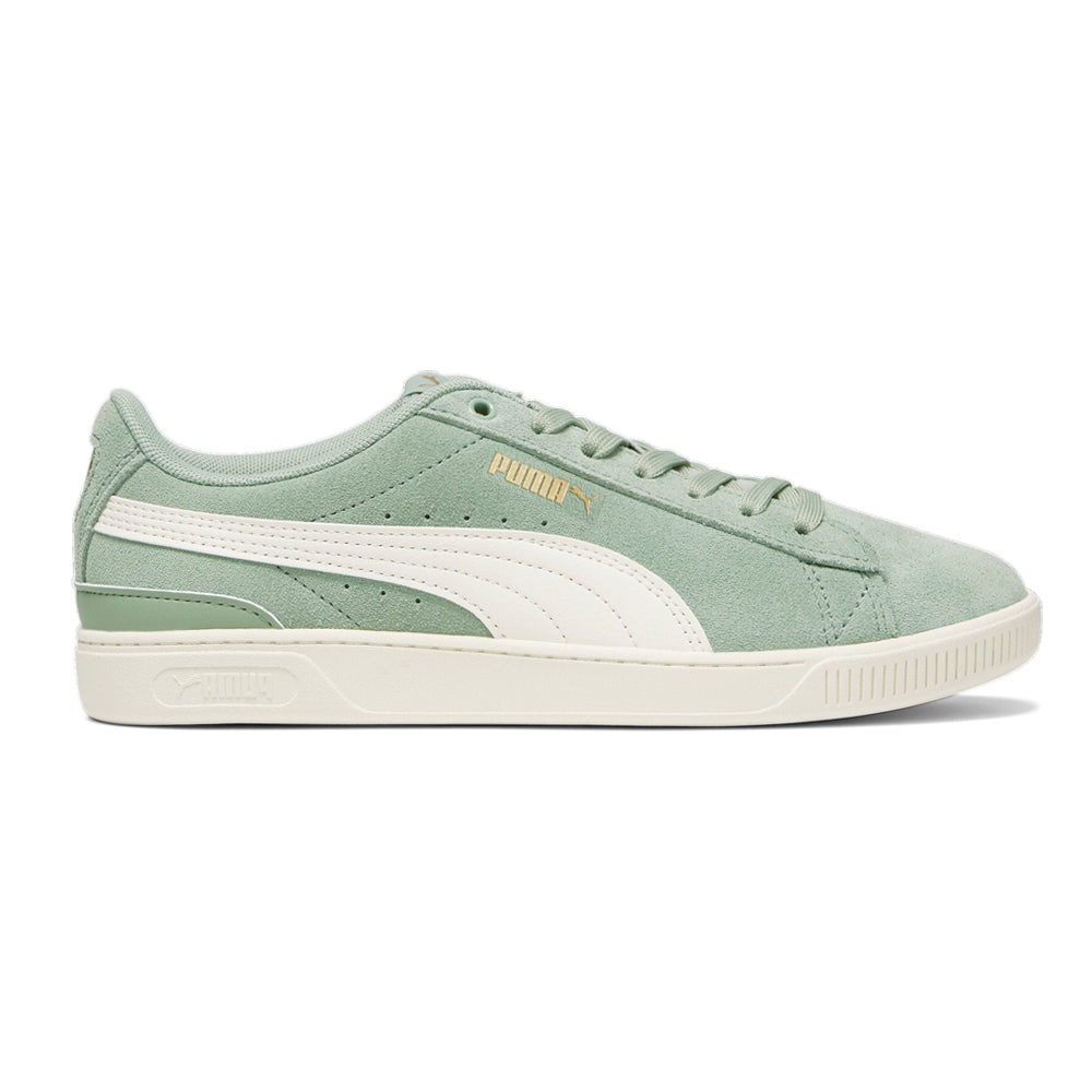 Shop Green Womens Puma Vikky V3 Wide Perforated Lace Up Sneakers