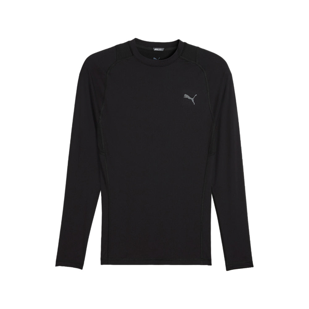 Shop Black Mens PWRMODE Base Layer Crew Neck Long Sleeve Athletic