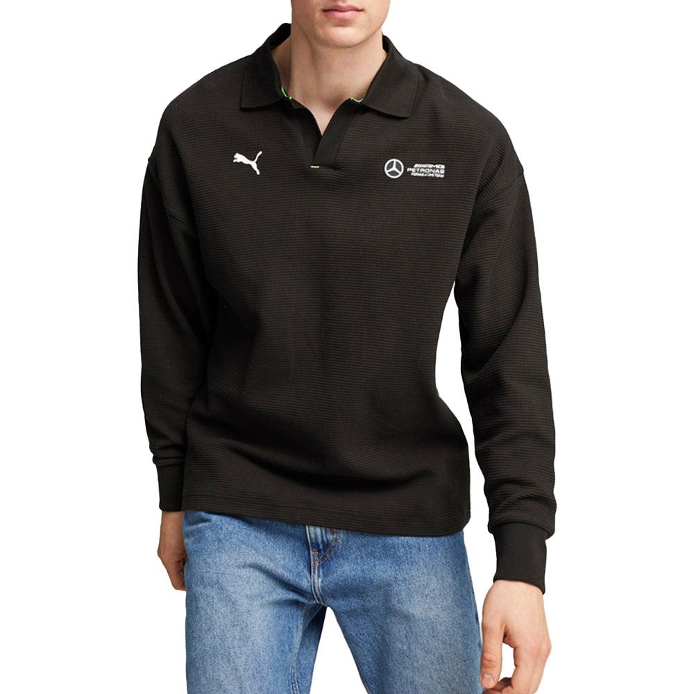 Shop Black Mens Puma MAPF1 Long Sleeve Polo Shirt – Shoebacca