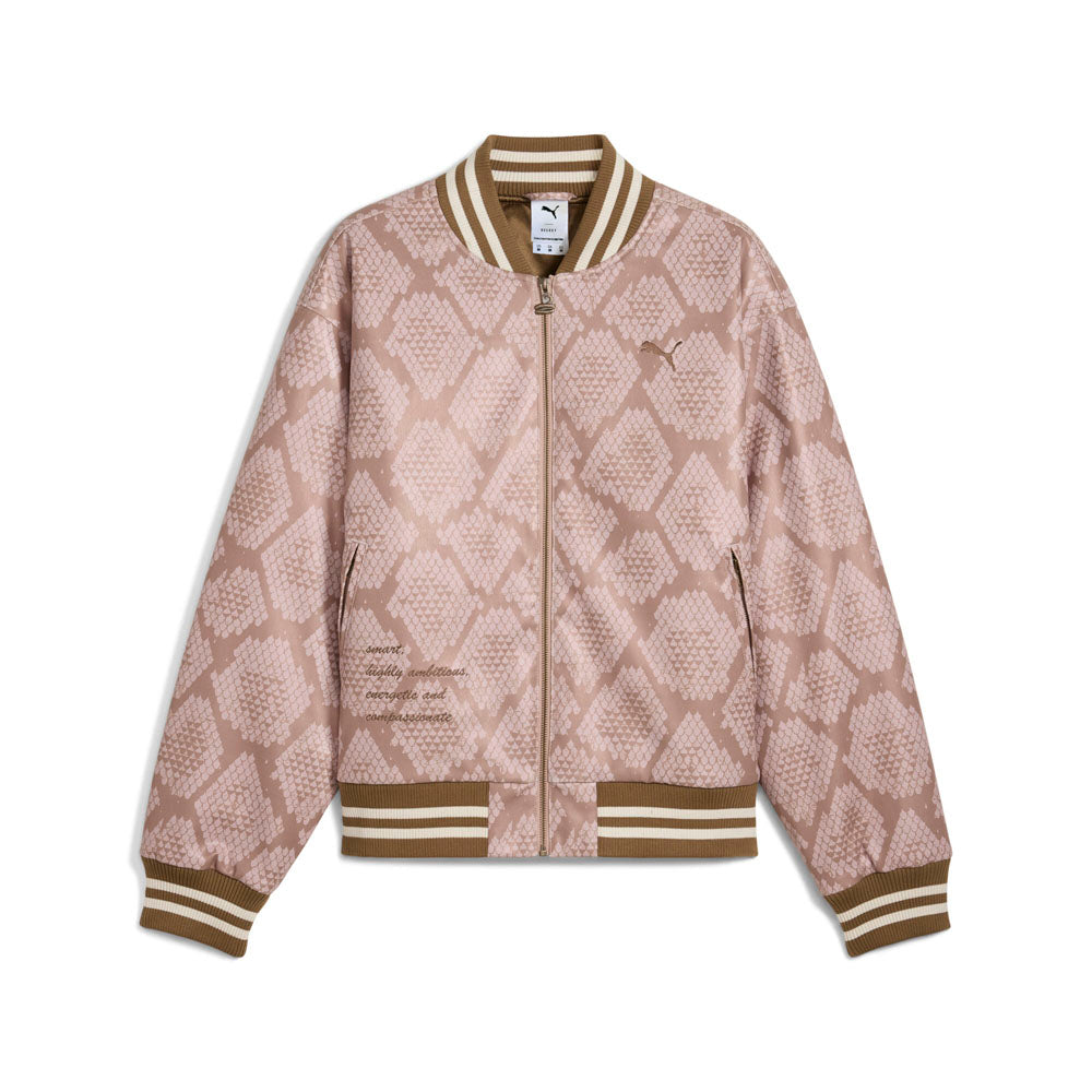 PUMA スカジャン　希少　ブラウン×ゴールド×ピンク　ボンバージャケットY2K Shop Beige Mens Special Items Year Of The Snake College Full Zip