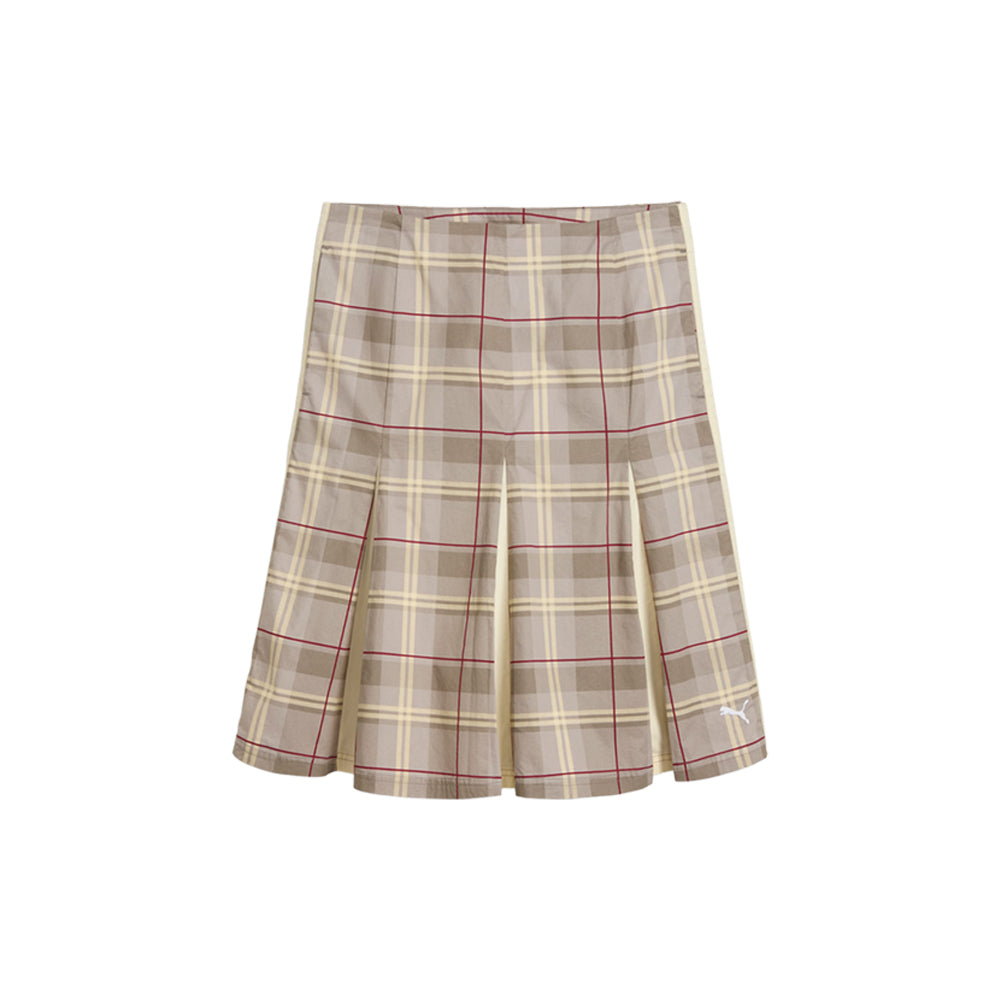Shop Beige Womens T7 Pleated Tartan Woven Midi Skirt – Shoebacca