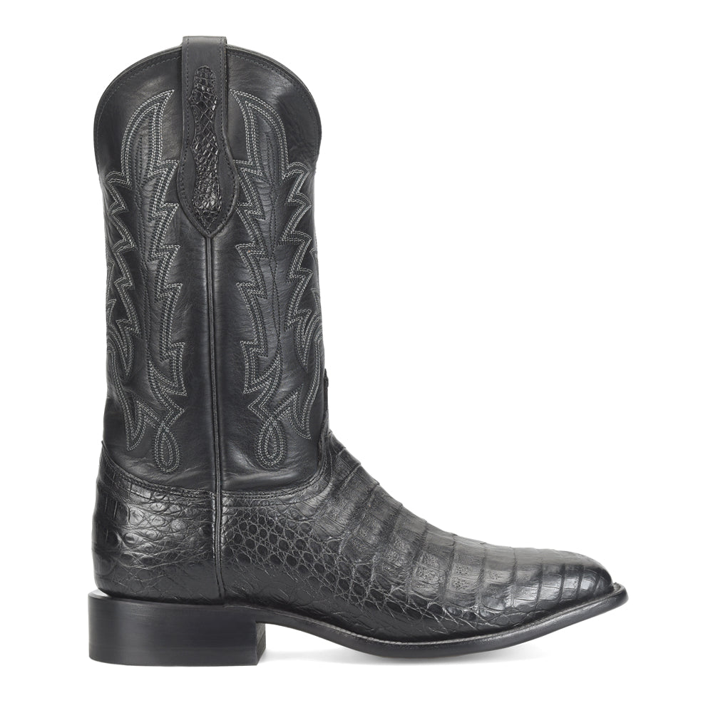 Shop Black Mens Panama Caiman Square Toe Pull On Cowboy Boots