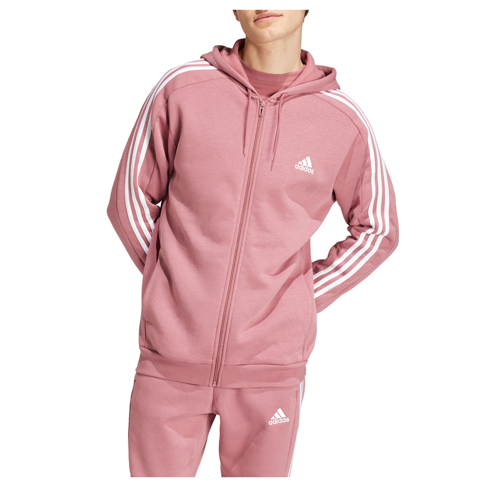 Shop Pink Mens Essentials Fleece 3-Stripes Full Zip Hoodie – Shoebacca