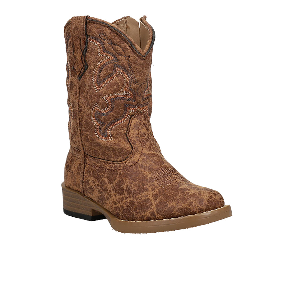Kids Cowboy Boots Square Toe Tan main image 1