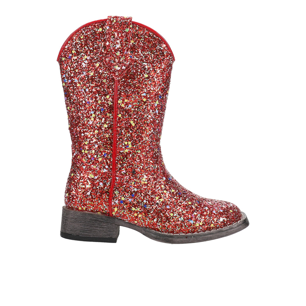 Shop Red Girls Roper Glitter Galore Square Toe Cowboy Boots (Little Kid ...