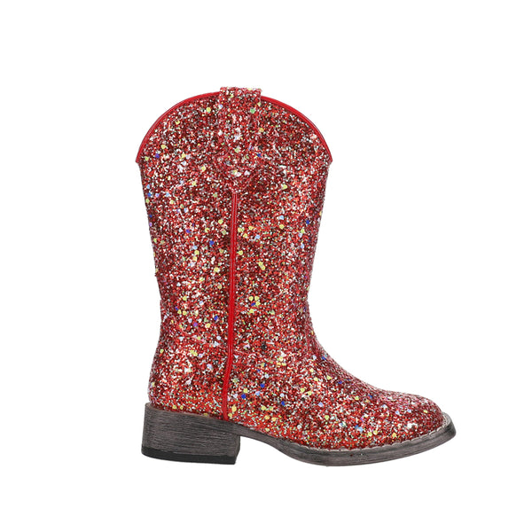 Shop Red Girls Roper Glitter Galore Square Toe Pull On Cowboy