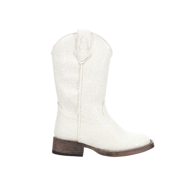 Shop White Girls Roper Galore Glitter Square Toe Cowboy Boots