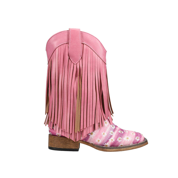 Shop Pink Girls Roper Double Fringe Glitter Metallic Square Toe