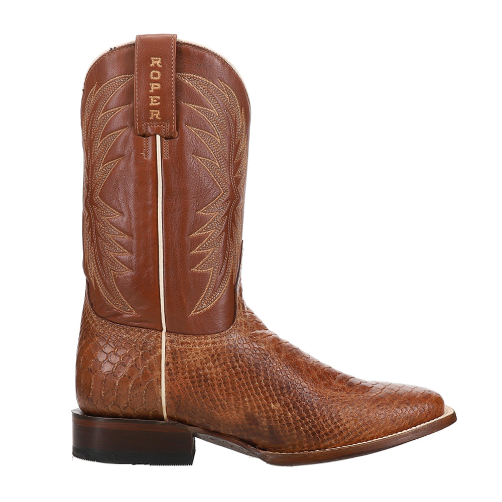 Shop Brown Mens Roper Diesel Embossed Python Animal Print Square Cowboy ...