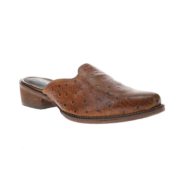 Sreeleathers Ladies Leather Mules Roper Womens Lynelle Embossed Ostrich  Print Slip On Mules Flats Casual Shoe