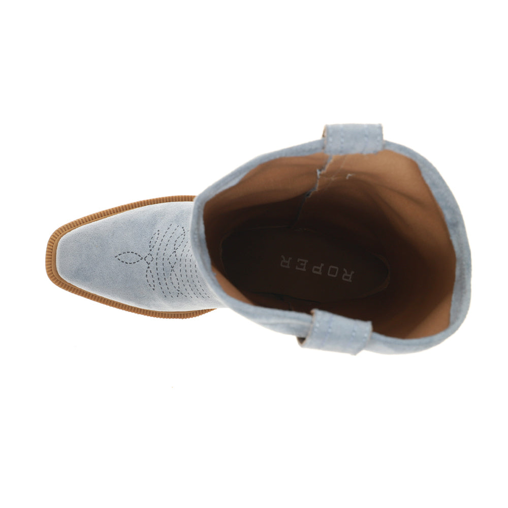 Shop Blue Womens Kit Laser Embroidered Square Toe Pull On Cowboy