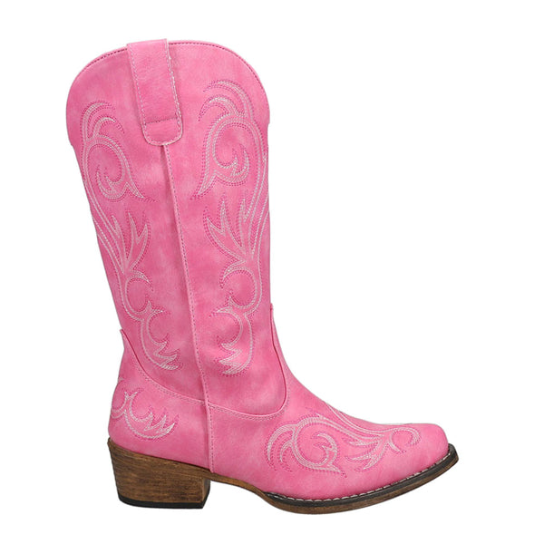 Shop Pink Womens Roper Riley Embroidered Snip Toe Cowboy Boots