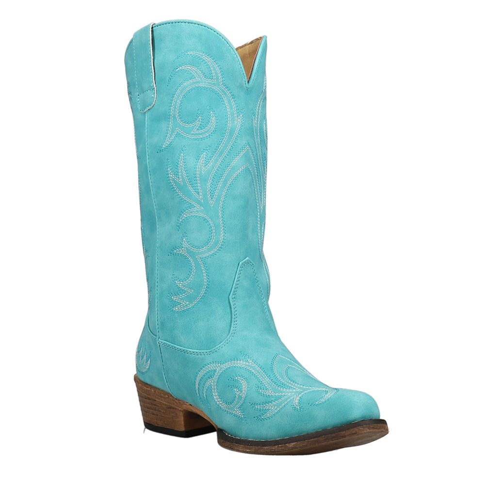 Boots Rilely Shop Blue Womens Roper Riley Embroidered Snip Toe Cowboy Boots – Shoebacca