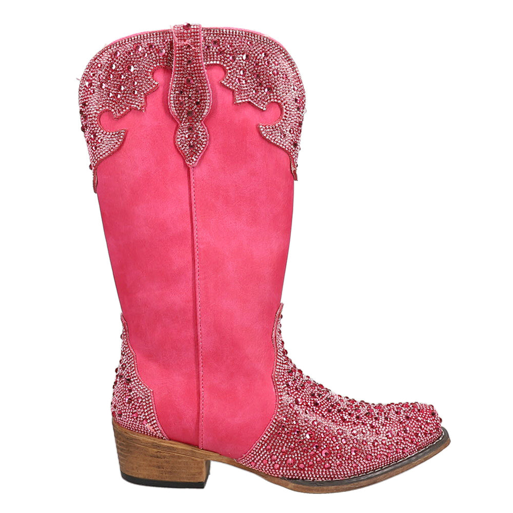 Shop Pink Womens Roper Riley Jewells Snip Toe Cowboy Boots – Shoebacca