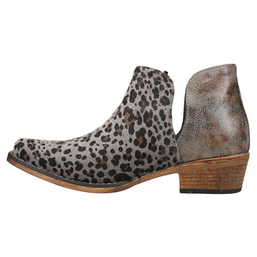ZBYY Women's Leopard Print Ankle Boots - Round Toe, Low Heel, Canvas Retro Western Booties With Zipper