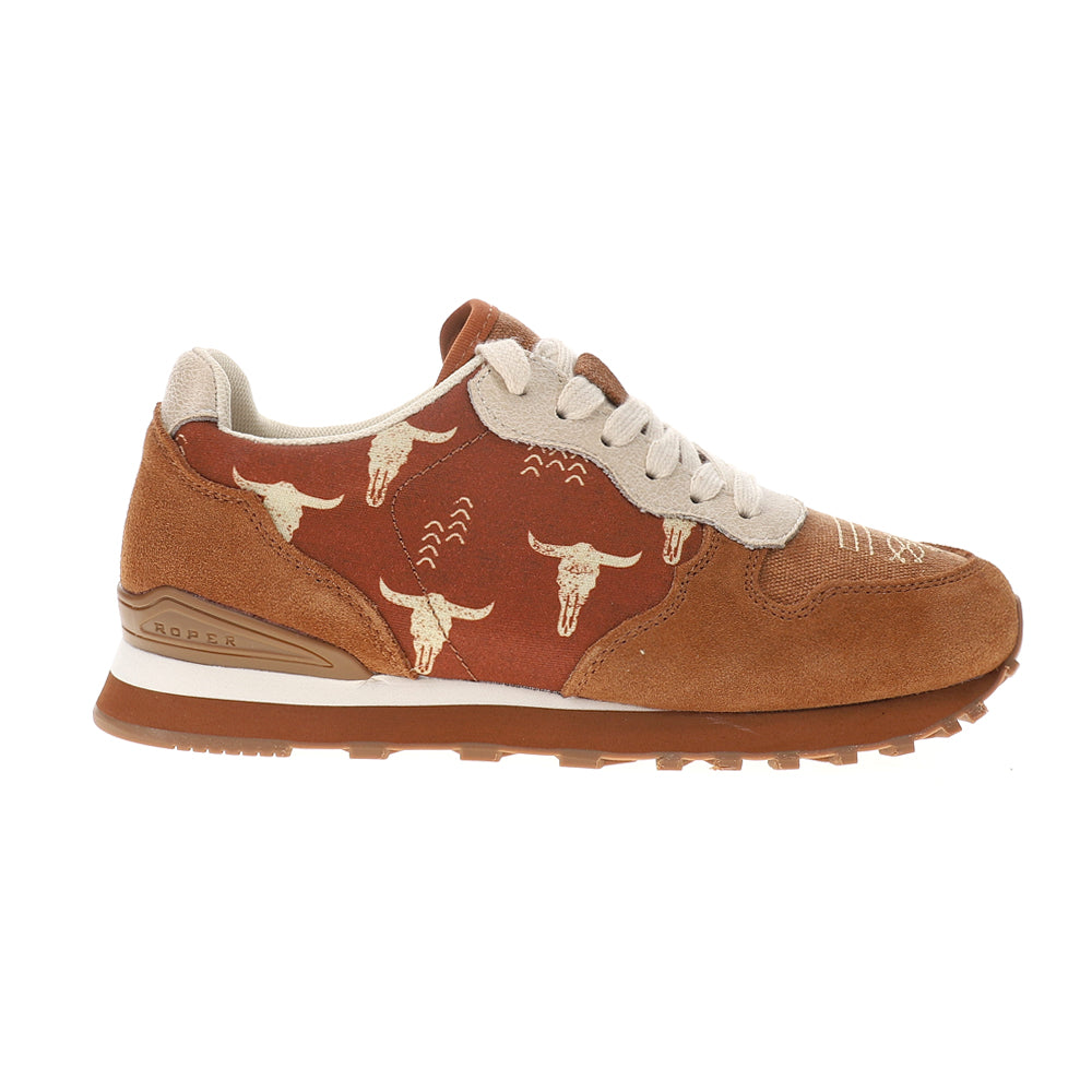 Roper Giddyup Bronco Jogger (Brown) - Women's Lace Up Suede Sneaker main image 1