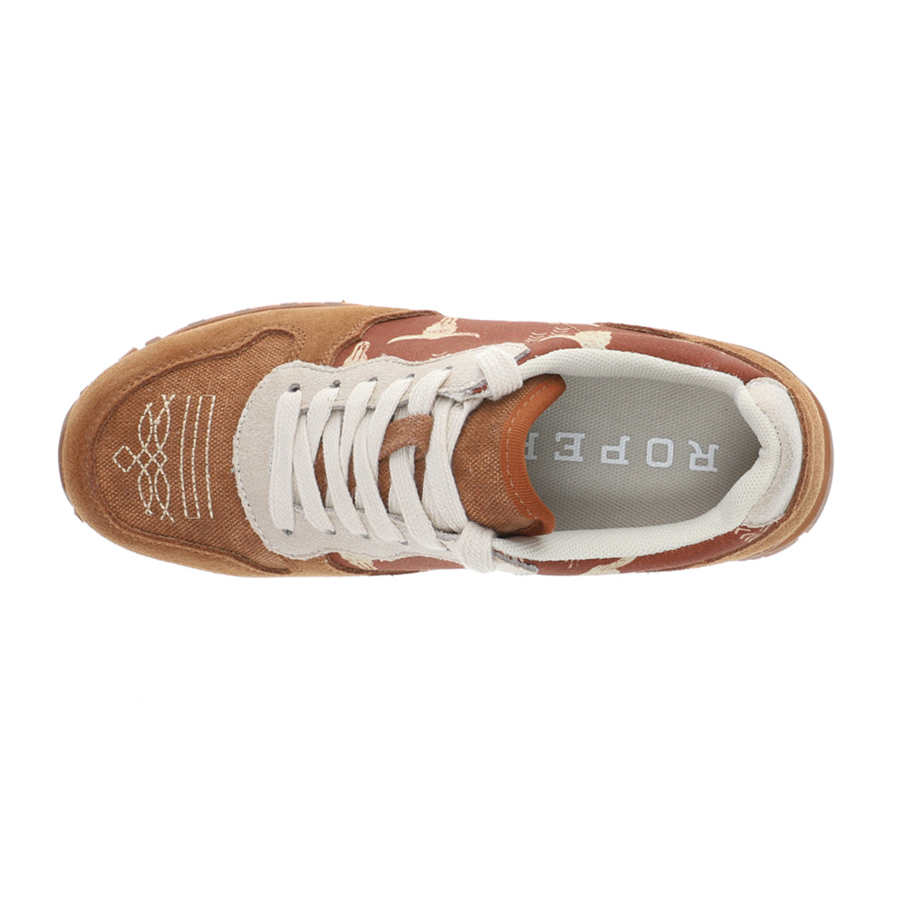 Roper Giddyup Bronco Jogger (Brown) - Women's Lace Up Suede Sneaker
