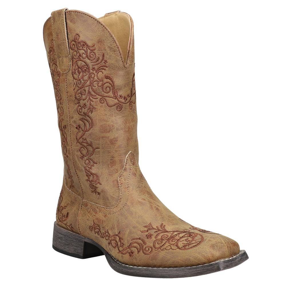Boots Rilely Shop Brown Womens Roper Riley Scroll Embroidered Snip Toe Cowboy Boots ...