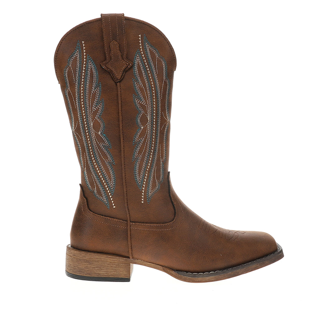Shop Brown Womens Loretta Embroidered Square Toe Pull On Cowboy