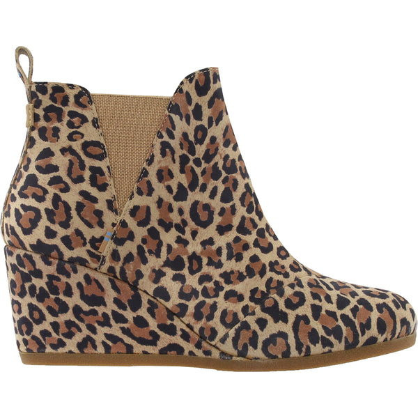 Shop Brown Womens TOMS Kelsey Leopard Round Toe Wedge Booties