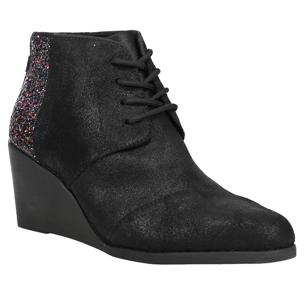 Shop Black Womens TOMS Hyde Glitter Round Toe Wedge Boots – Shoebacca