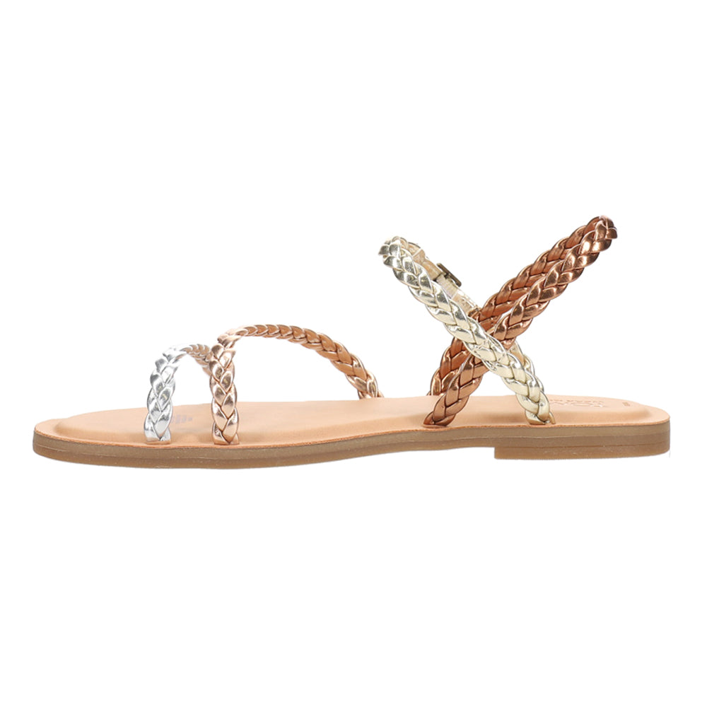 Shop Gold, Multi, Silver Womens TOMS Kira Braided Metallic Flat Sandals ...