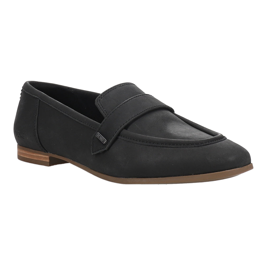 Shop Black Womens TOMS Lynette Leather Loafers â Shoebacca