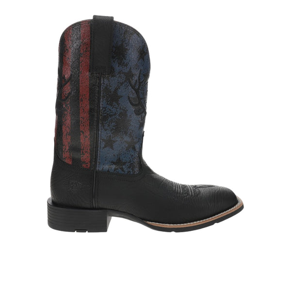 Shop Black Mens Sport Liberty Antler Embroidered Square Toe  display picture 1
