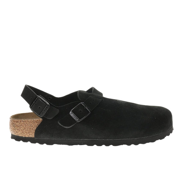 Shop Black Womens Tokio Suede Leather Footbed Clogs – Shoebacca