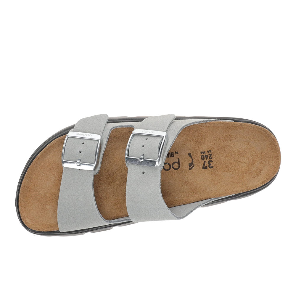 Shop Grey Womens Arizona Chunky Suede Leather Sandals – Shoebacca