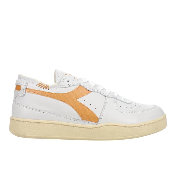 Shop White Mens Diadora Mi Basket Row Cut Performance Lace Up