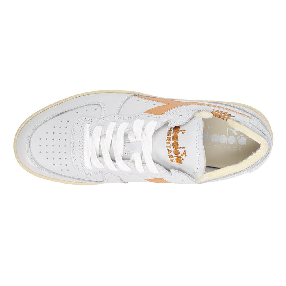 Diadora Uomo Mi Basket Row Cut Philly 6 – Scarpe Sneakers Basse In Pelle, Chiusura Con Lacci, Colore Bianco