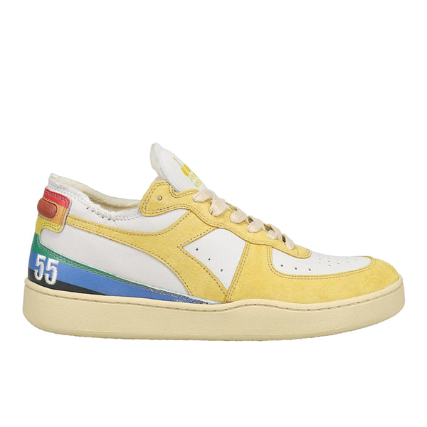 Diadora Mens Mi Basket Row Cut Philly 6 Lace Up Sneakers Scarpe Casual - Bianco Diadora Mens Mi Basket Row Cut Philly 6 Lace Up Sneakers Scarpe Casual - Bianco
