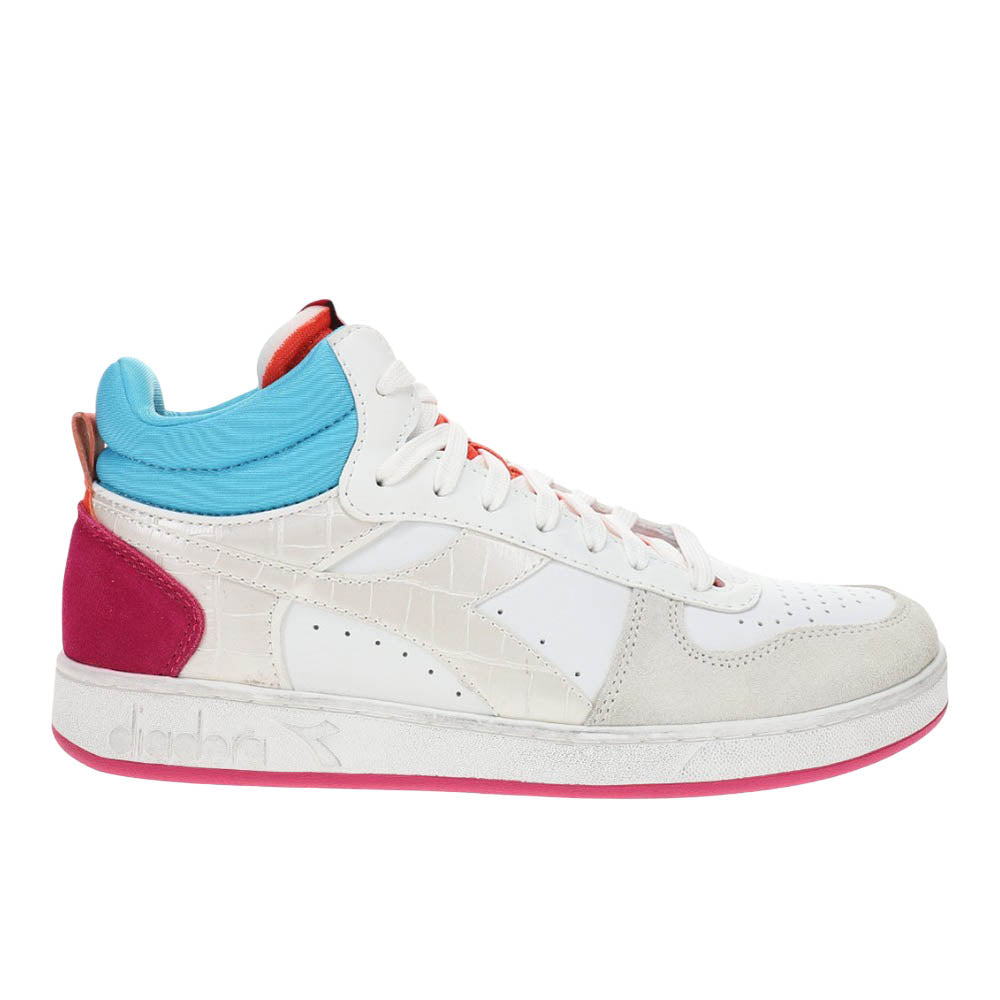 Shop White Womens Magic Basket Demi Croco Lace Up Sneakers – Shoebacca