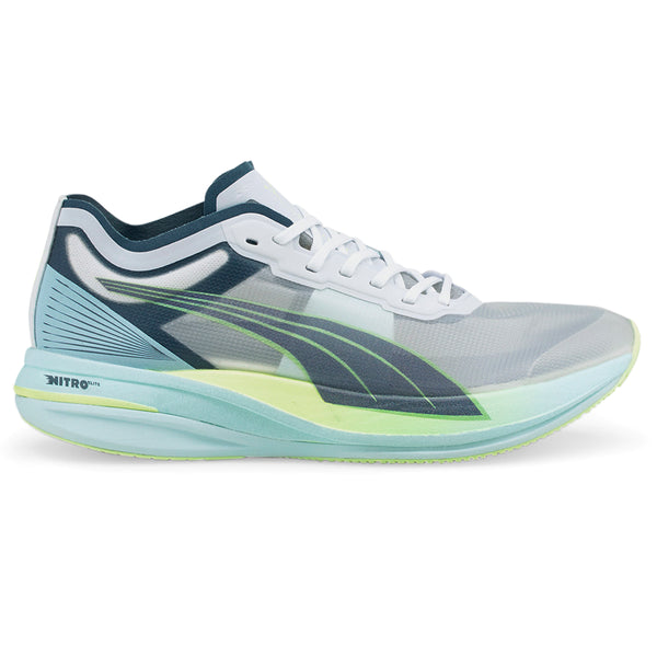 Shop Grey Mens Puma Deviate NITRO Elite Racer Running Shoes
