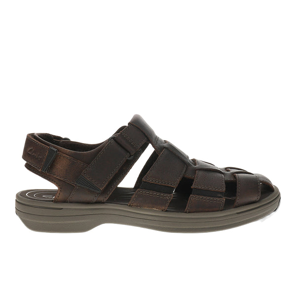 NWB Clarks Men’s Brown Leather Fisherman-Style Sandals clarks-Dark-Brown-Guideview-  main image 3