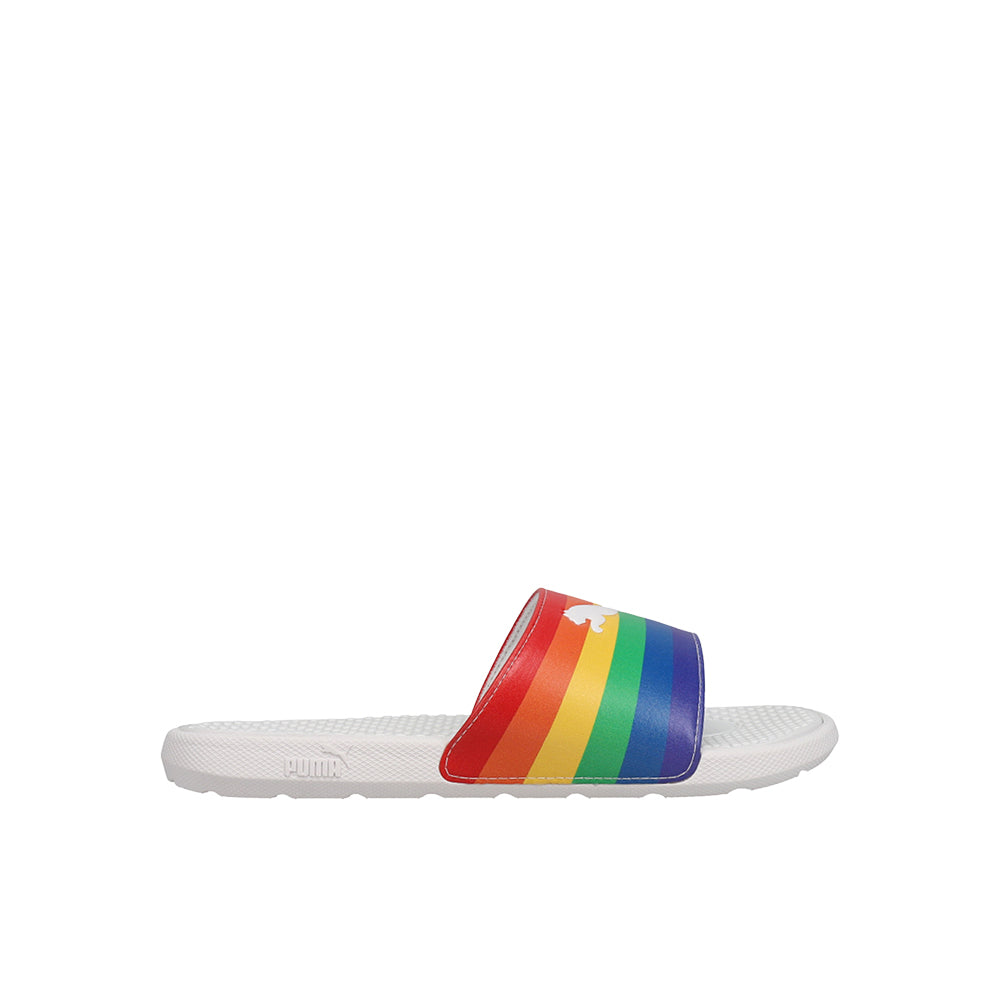 382811 Shop Multi, White Girls Puma Cool Cat Rainbow II BX Slide Sandals (Big ...