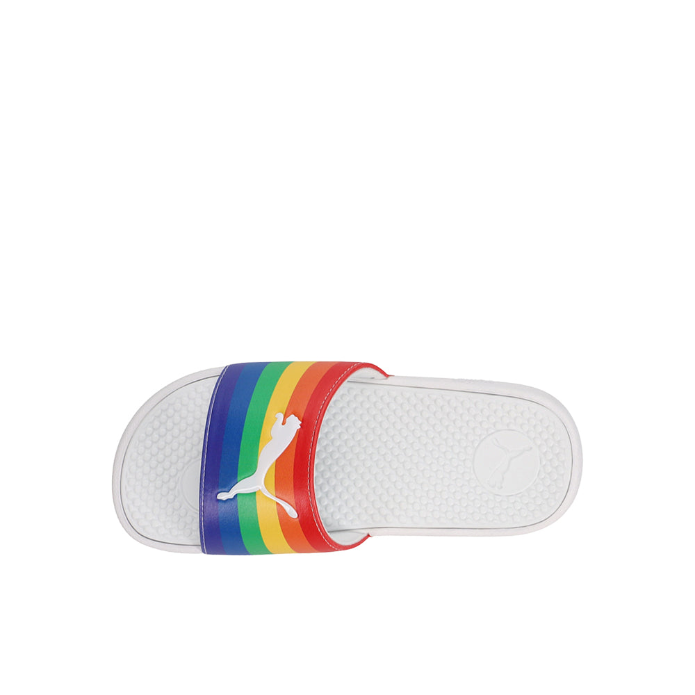 382811 Shop Multi, White Girls Puma Cool Cat Rainbow II BX Slide Sandals (Big ...