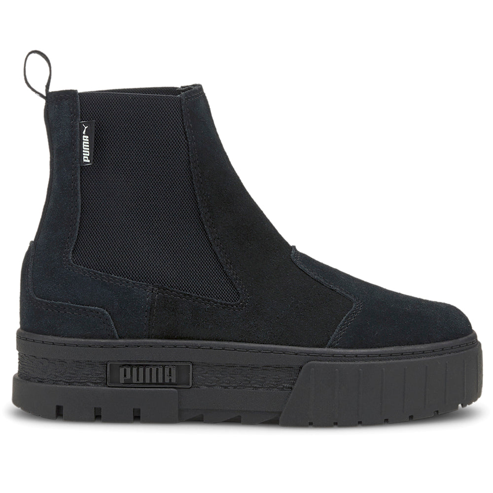 Shop Black Womens Puma Mayze Suede Platform Chelsea Boots â Shoebacca