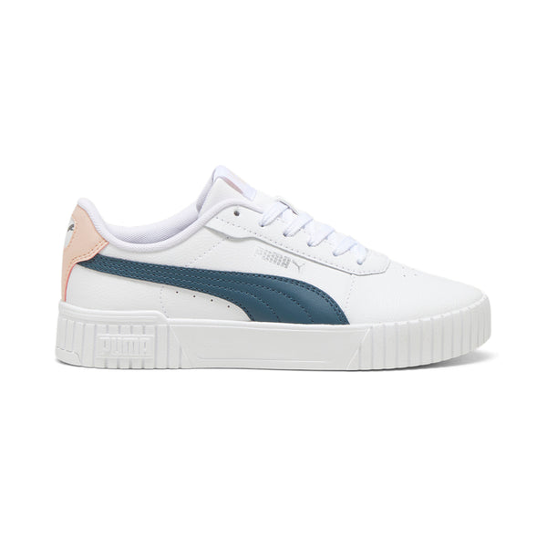 Shop White Womens Puma Carina 2.0 Perforated Lace Up Sneakers