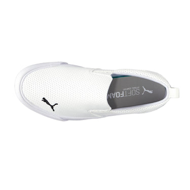Shop White Womens Puma Bari Logo Perforated Slip On Sneakers