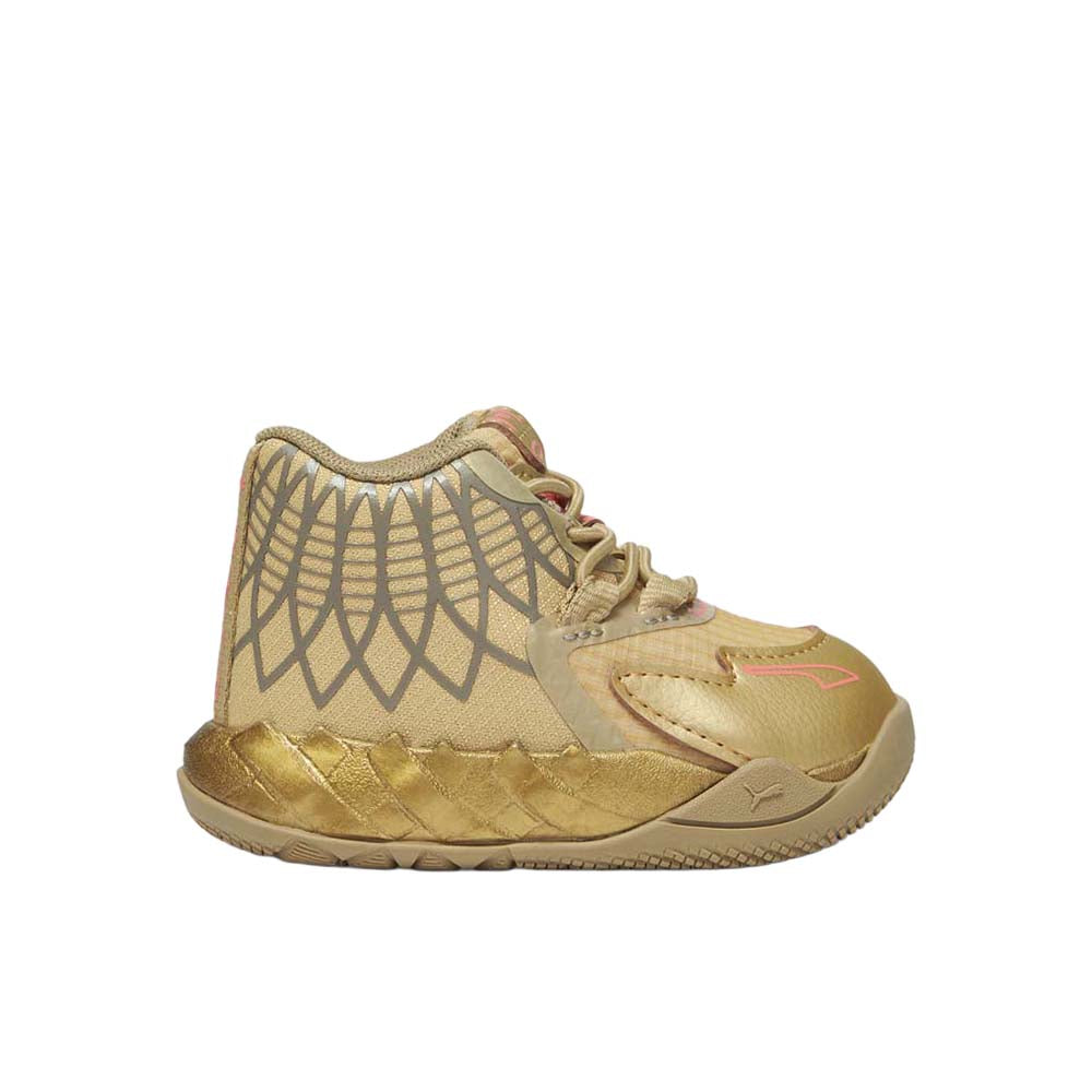 Shop Gold Girls Puma MB.01 Golden Child Basketball Shoes (Toddler