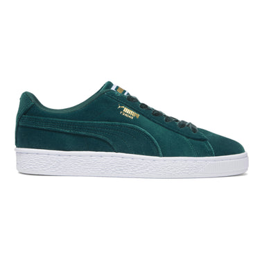 Shop Green Womens Puma Basket Classic Velvet Lace Up Sneakers