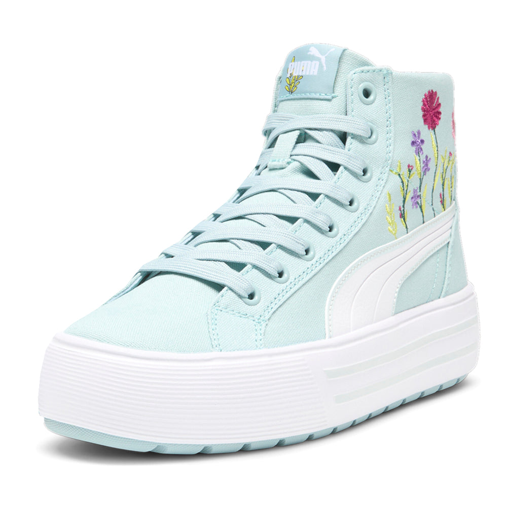 Shop Blue Womens Puma Kaia 2.0 Floral Platform High Top Sneakers ...