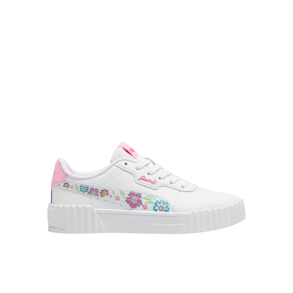 Shop White Girls Carina 3.0 Flower Power Lace Up Sneakers (Youth