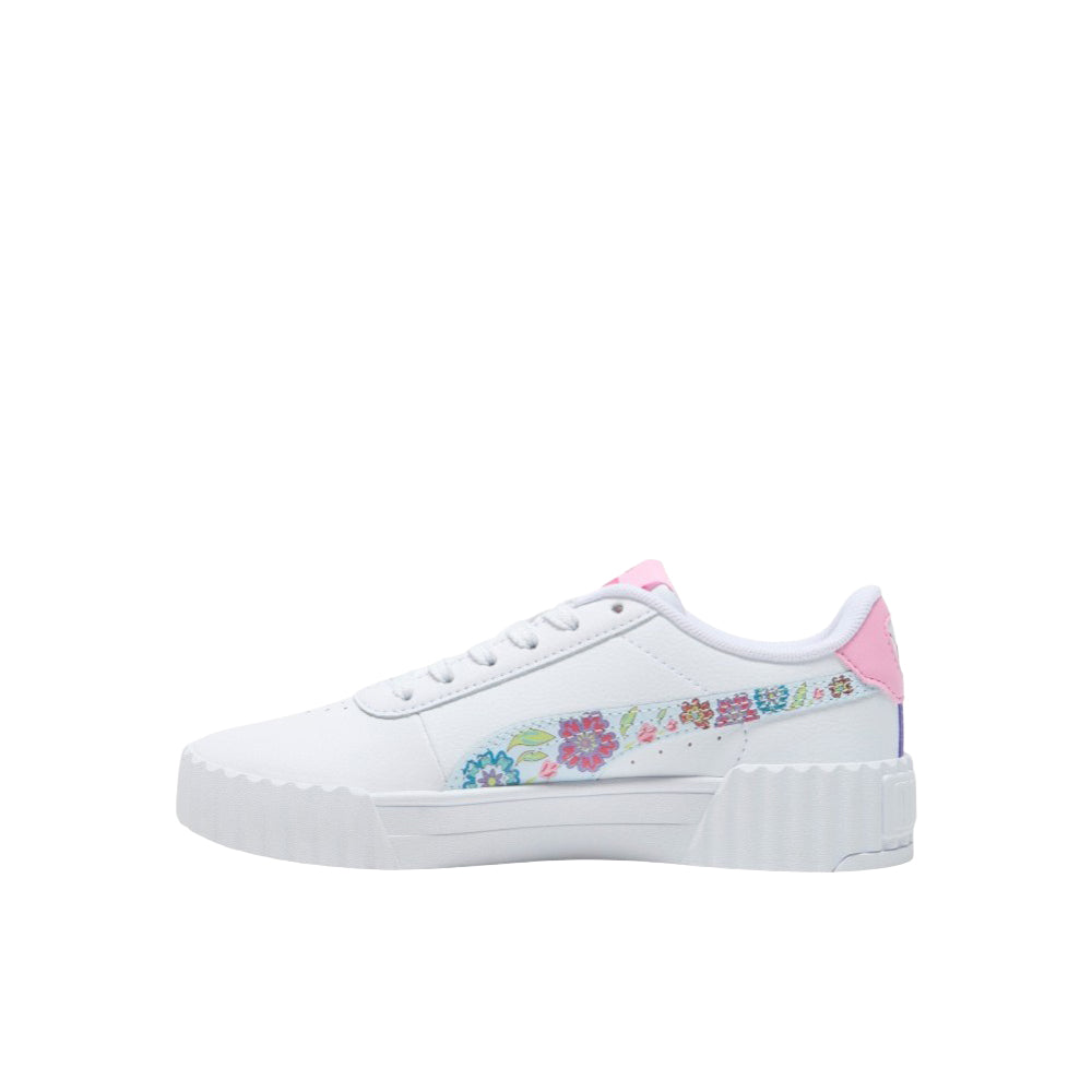 Shop White Girls Carina 3.0 Flower Power Lace Up Sneakers (Big Kid