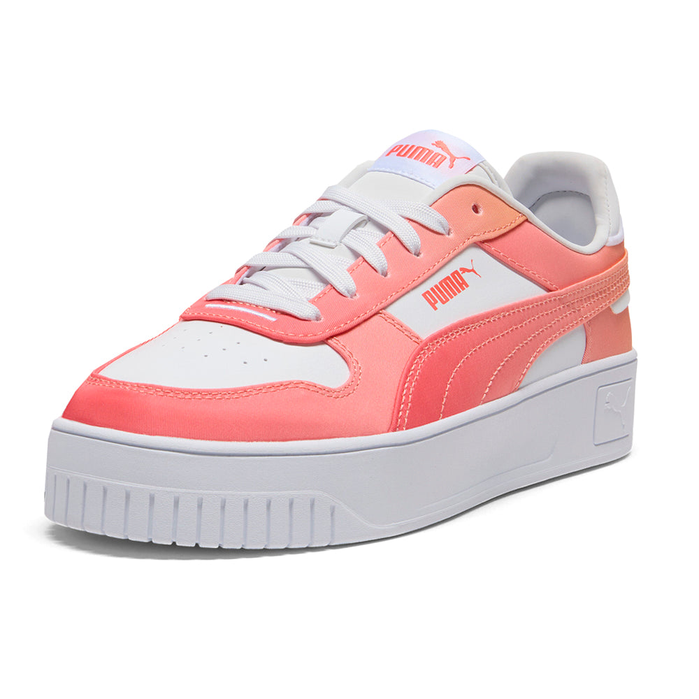 Shop Pink, White Womens Carina Street Dip Fade Lace Up Sneakers