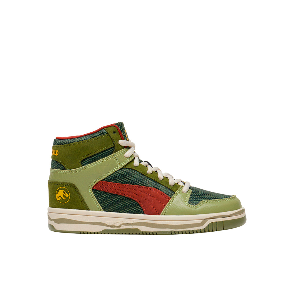 Shop Green Boys PUMA X JURASSIC WORLD Rebound High Top Sneakers