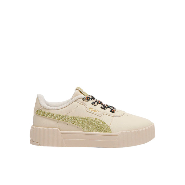 Shop Beige Girls Carina 3.0 Cheetah Glitz Lace Up Sneakers (Little