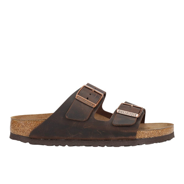 Birkenstock Arizona Sandals in Brown with Tan Footbed Mens Birkenstock Arizona Soft Footbed Slide Sandal - Tobacco  main image 2
